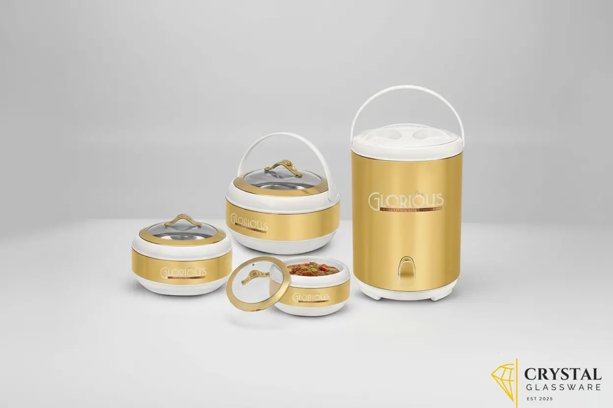 Glorious 4pcs  cooler & hotpot set with glass lid 